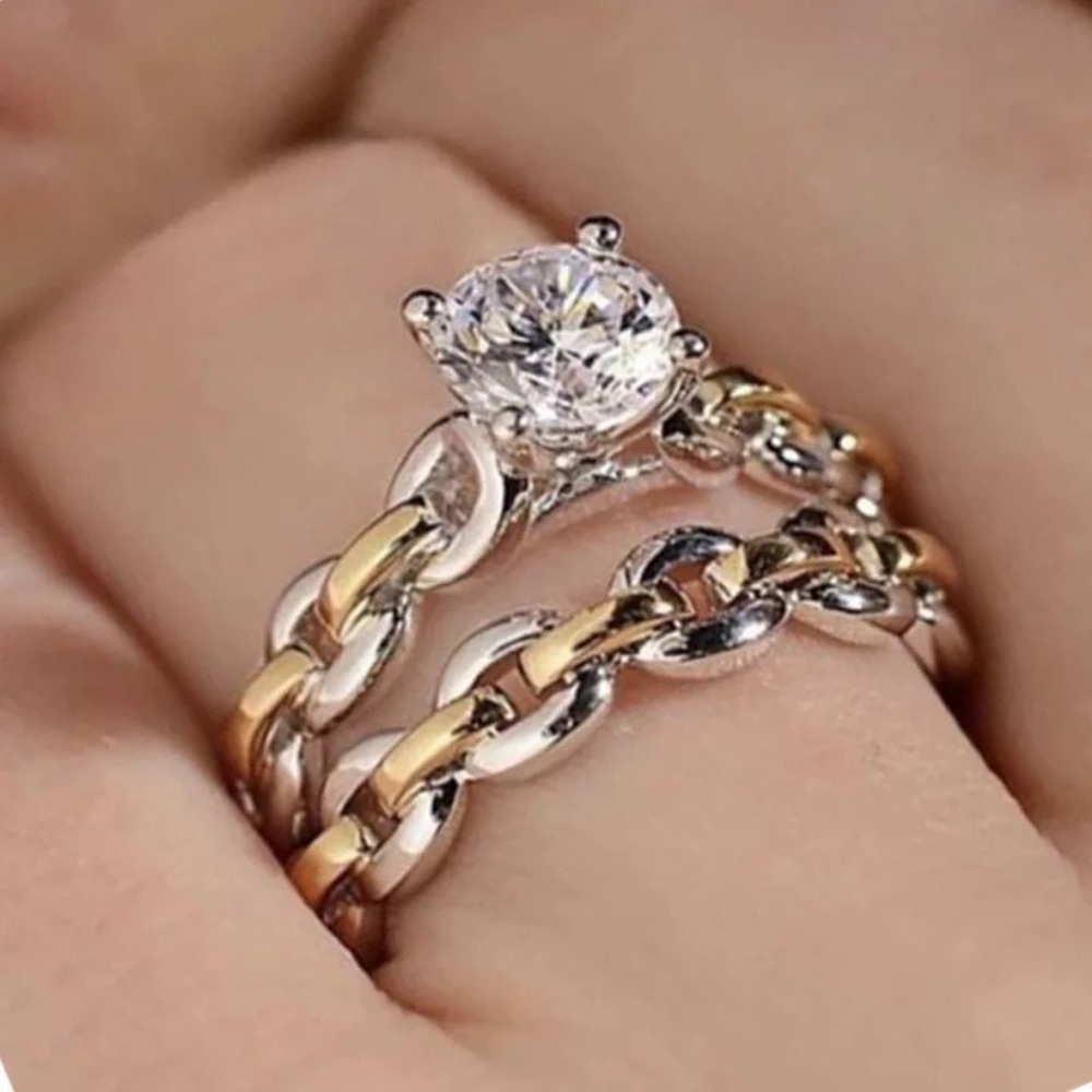 New Two Tone beautiful Set Ring - Picture 2 of 2